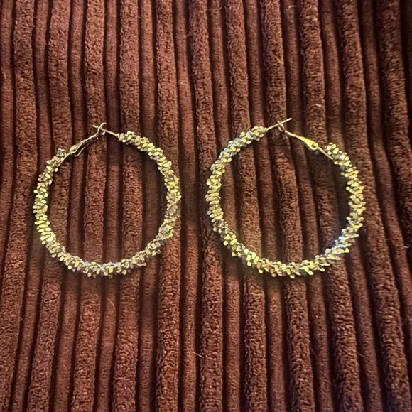 Elegant Silver Hoop Earrings - Picture 2 of 4